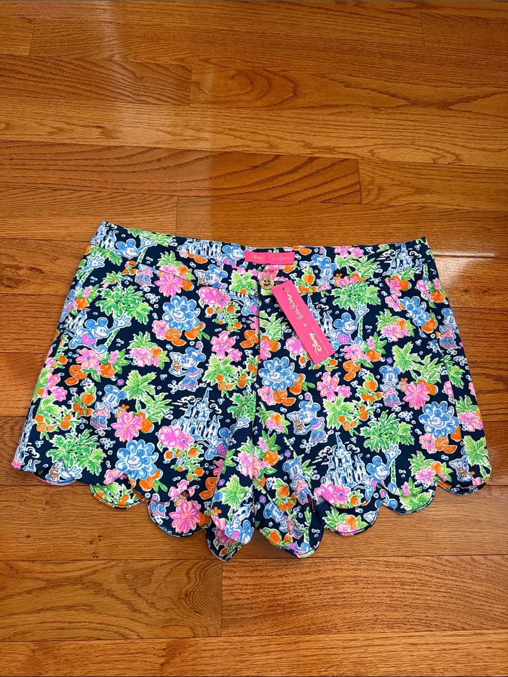Lilly Pulitzer Disney Parks Collection Navy Floral Scallop-Hem Shorts